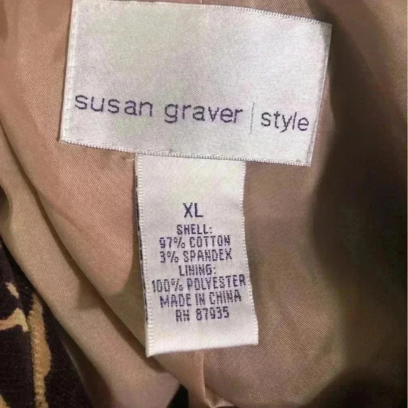 Susan Graver Women’s XL Leopard Print Jacket Button Front Brown Tan and Black - Picture 6 of 6